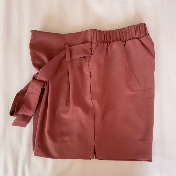Pink Tie Front Shorts - Picture 3 of 6